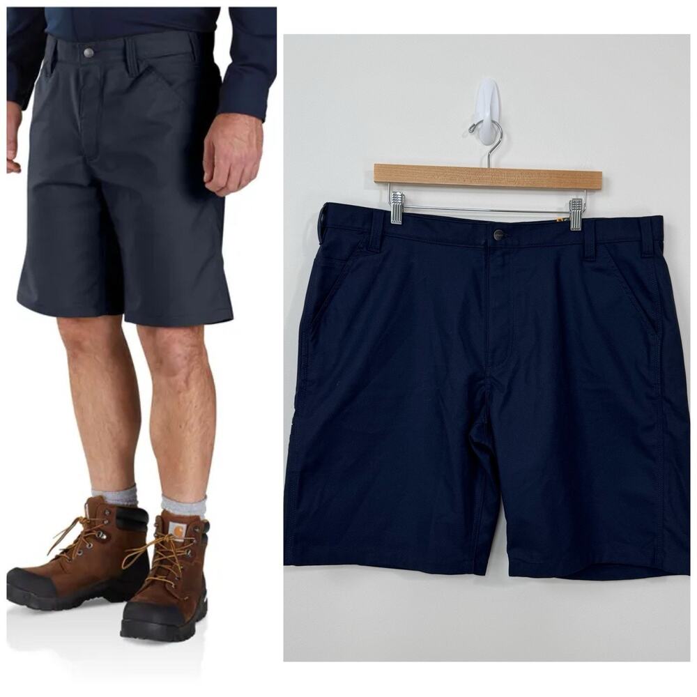 NWT Carhartt Relaxed Fit Canvas Work Shorts Size 40 Navy Rugged Flex
